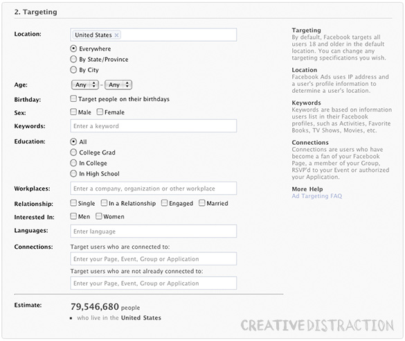 Facebook Ad Creation Interface